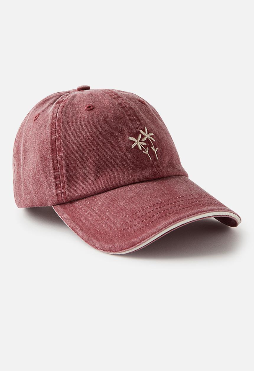 Rubi - Classic dad cap- floral stem/sour cherry