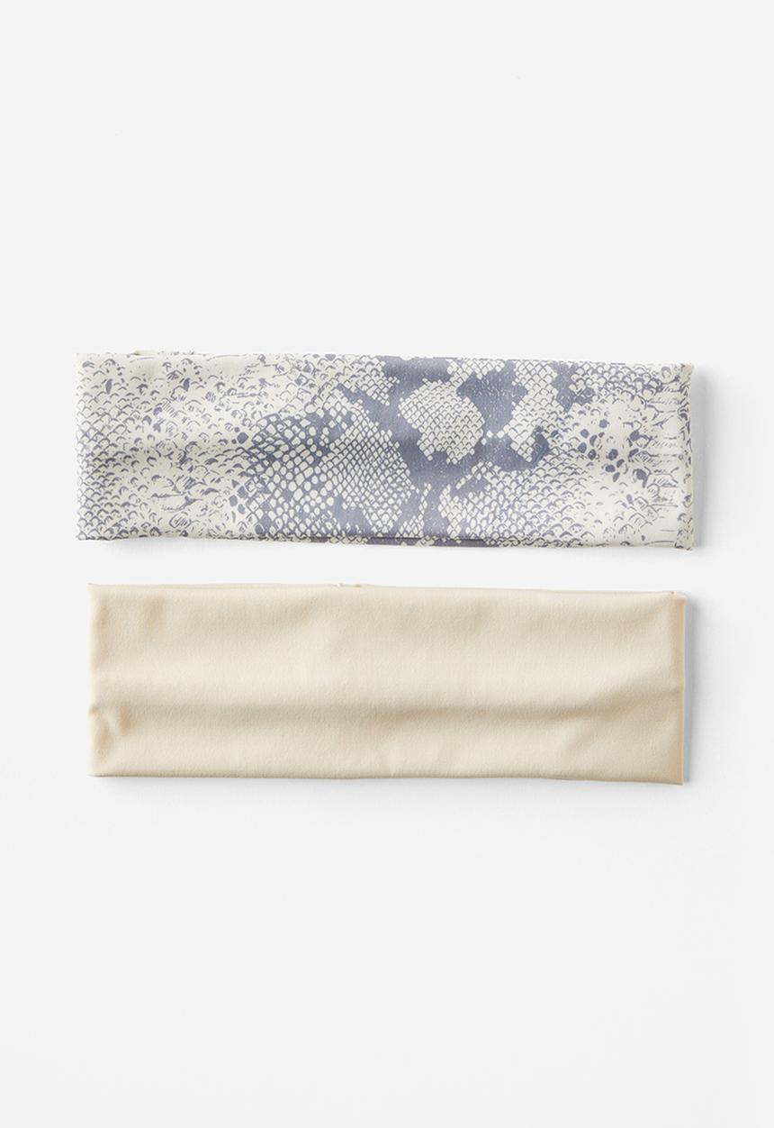 Rubi - 2 Pack soft headband - ecru snake print