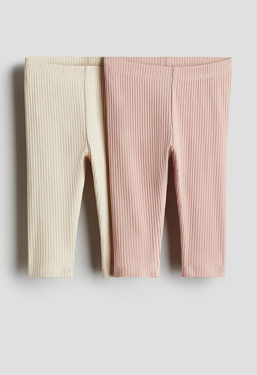 H&M - 2 Pack leggings - light dusty pink/beige