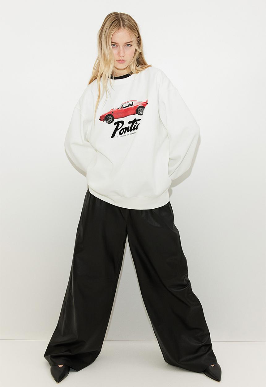 H&M - Oversized printed sweatshirt -  cream/general motors 