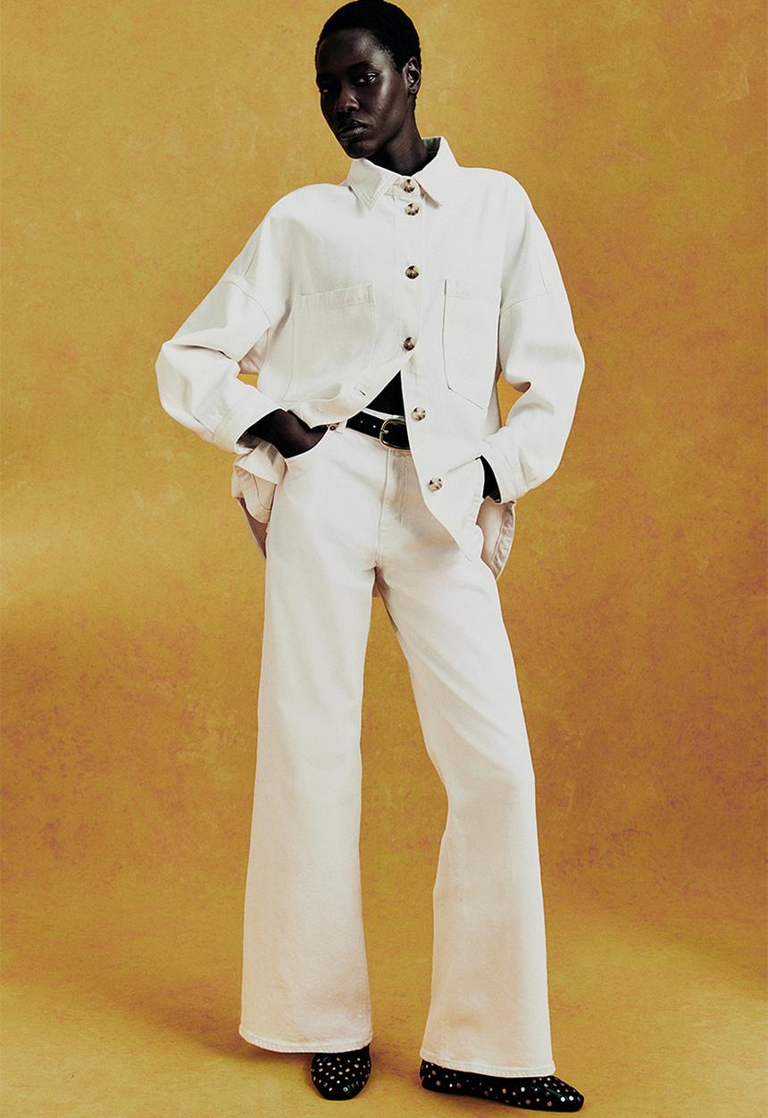 H&M - Wide high jeans - white