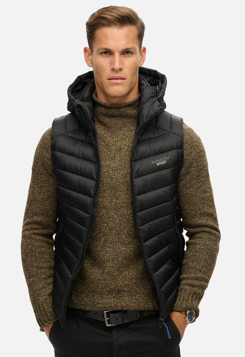 Superdry. - Hooded Fuji Padded Gilet - Black