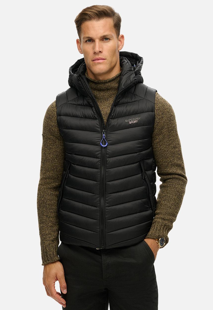 Superdry. - Hooded Fuji Padded Gilet - Black