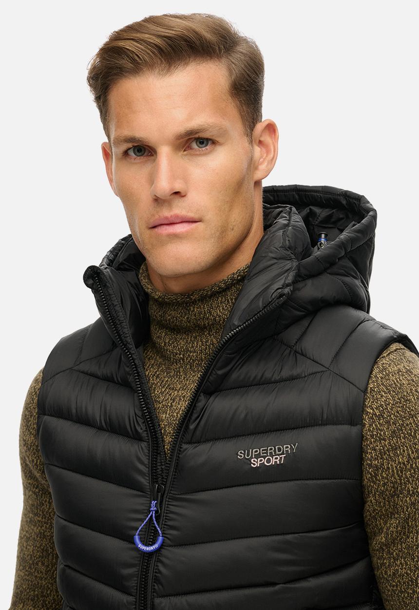 Superdry. - Hooded Fuji Padded Gilet - Black