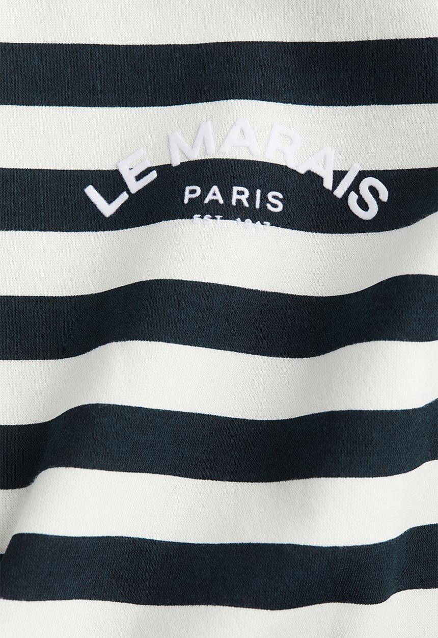 H&M - Text-motif sweatshirt - white navy blue striped