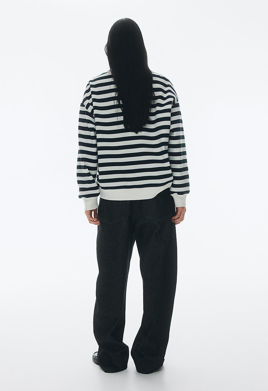 H&M - Text-motif sweatshirt - white navy blue striped