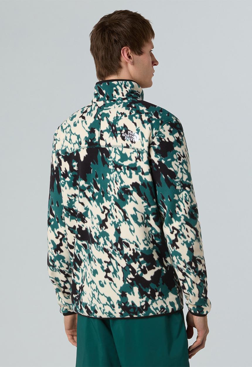 The North Face - 100 Glacier Printed 1/4 Zip - DEEP NORI TRAIL GRID PRINT