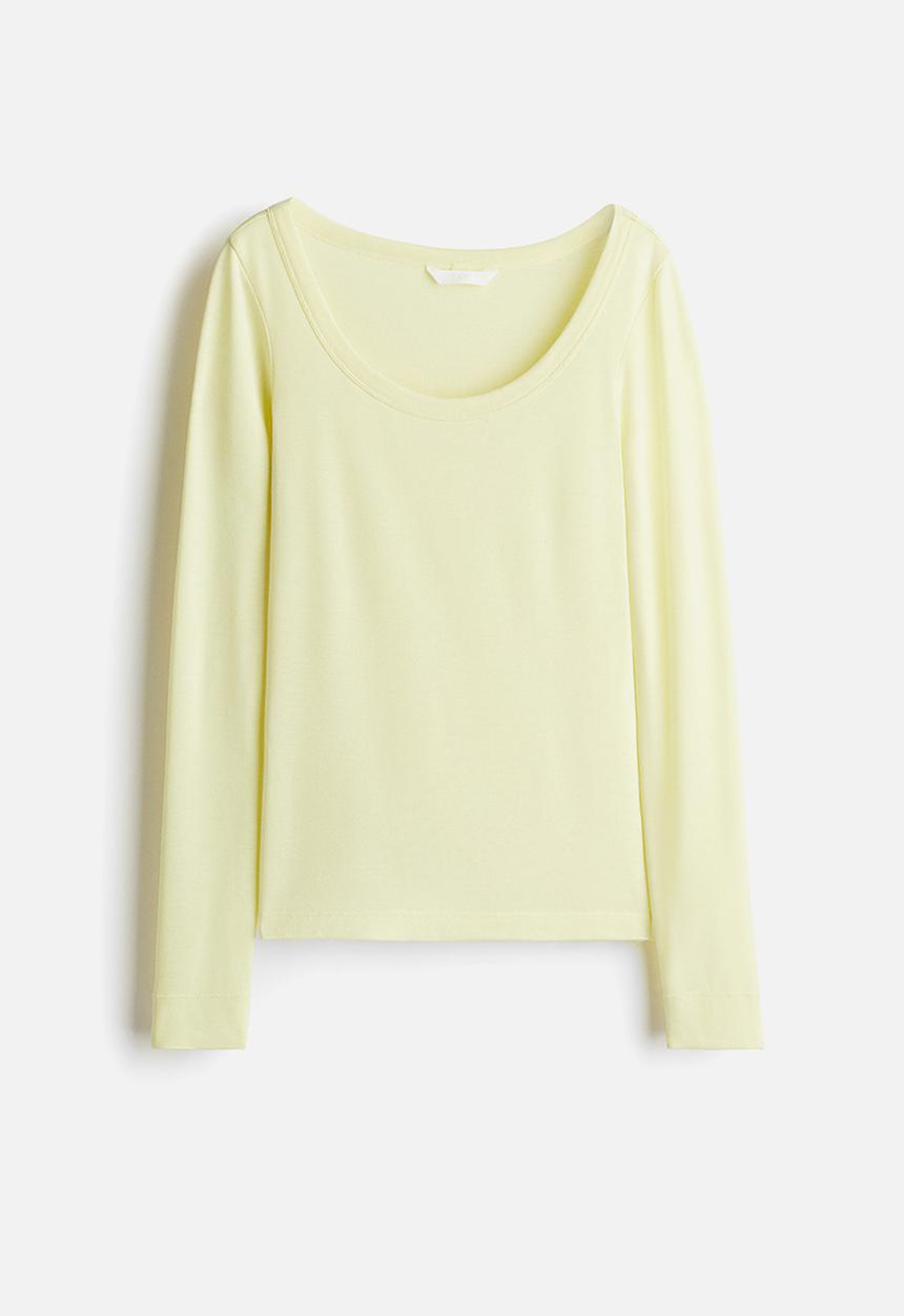 H&M - Scoop-neck top - light yellow 