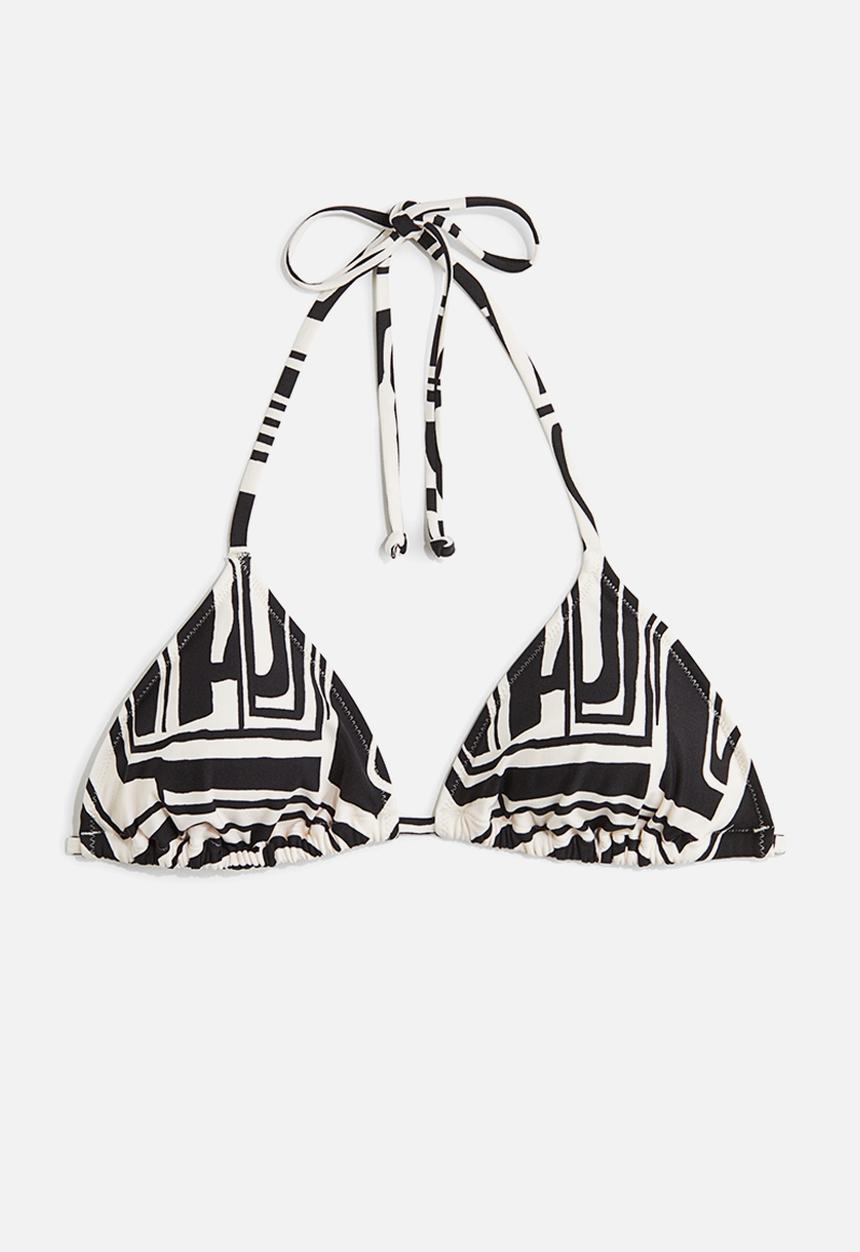 H&M - Padded triangle bikini top - black white patterned