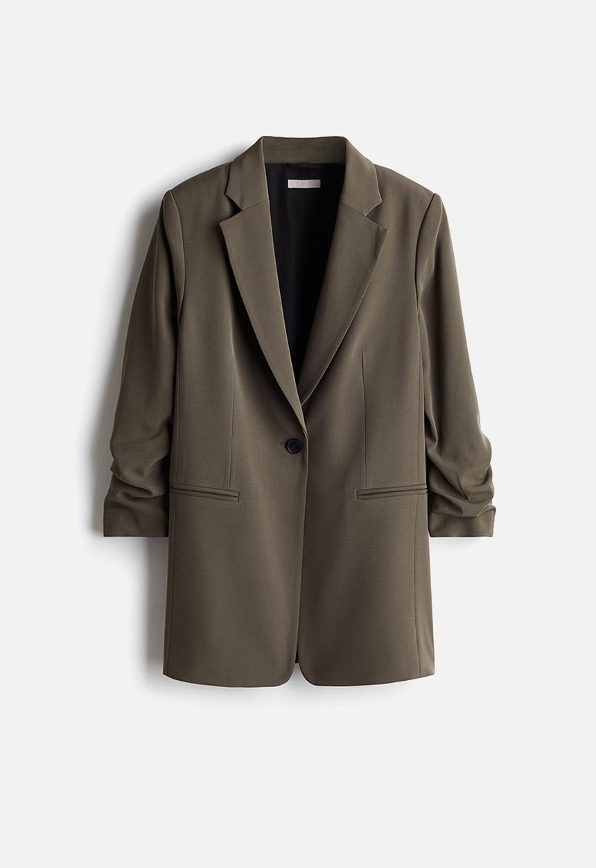 H&M - Gathered-sleeve jacket - dark mole