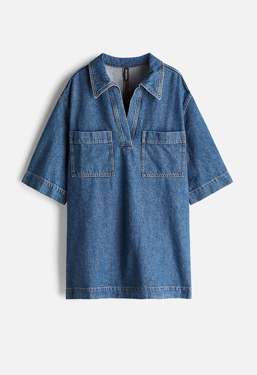 H&M - Collared denim dress - light denim blue