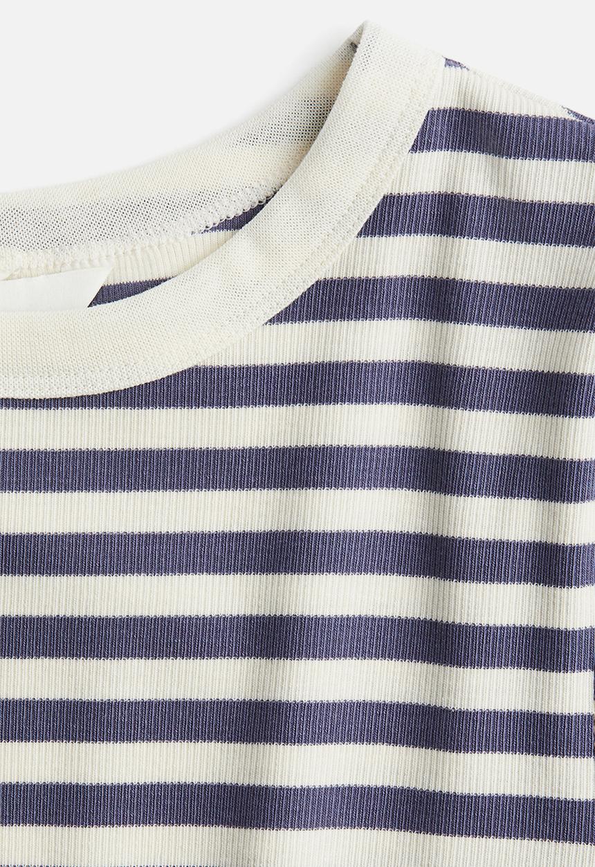 H&M - Mama ribbed jersey top - white/dusty blue striped