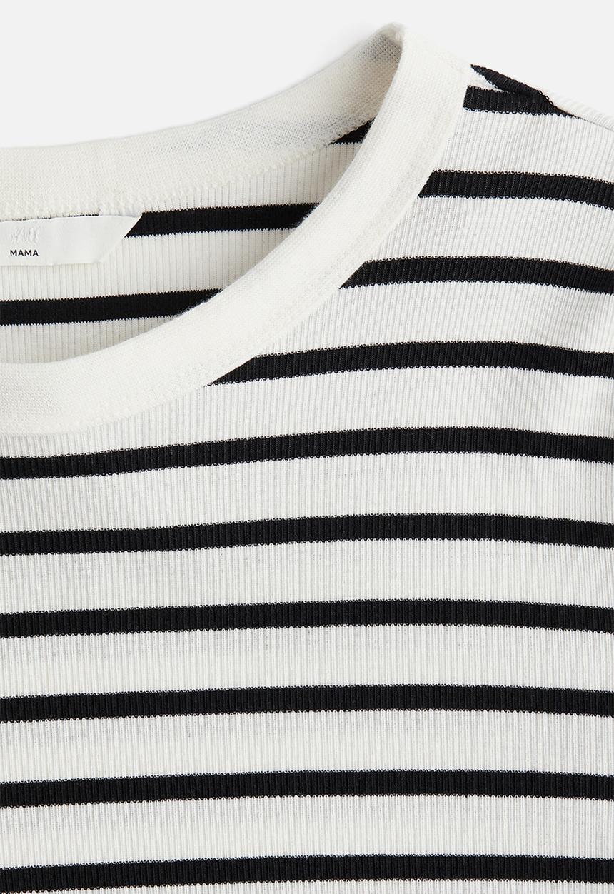 H&M - Mama ribbed jersey top -  white/black striped
