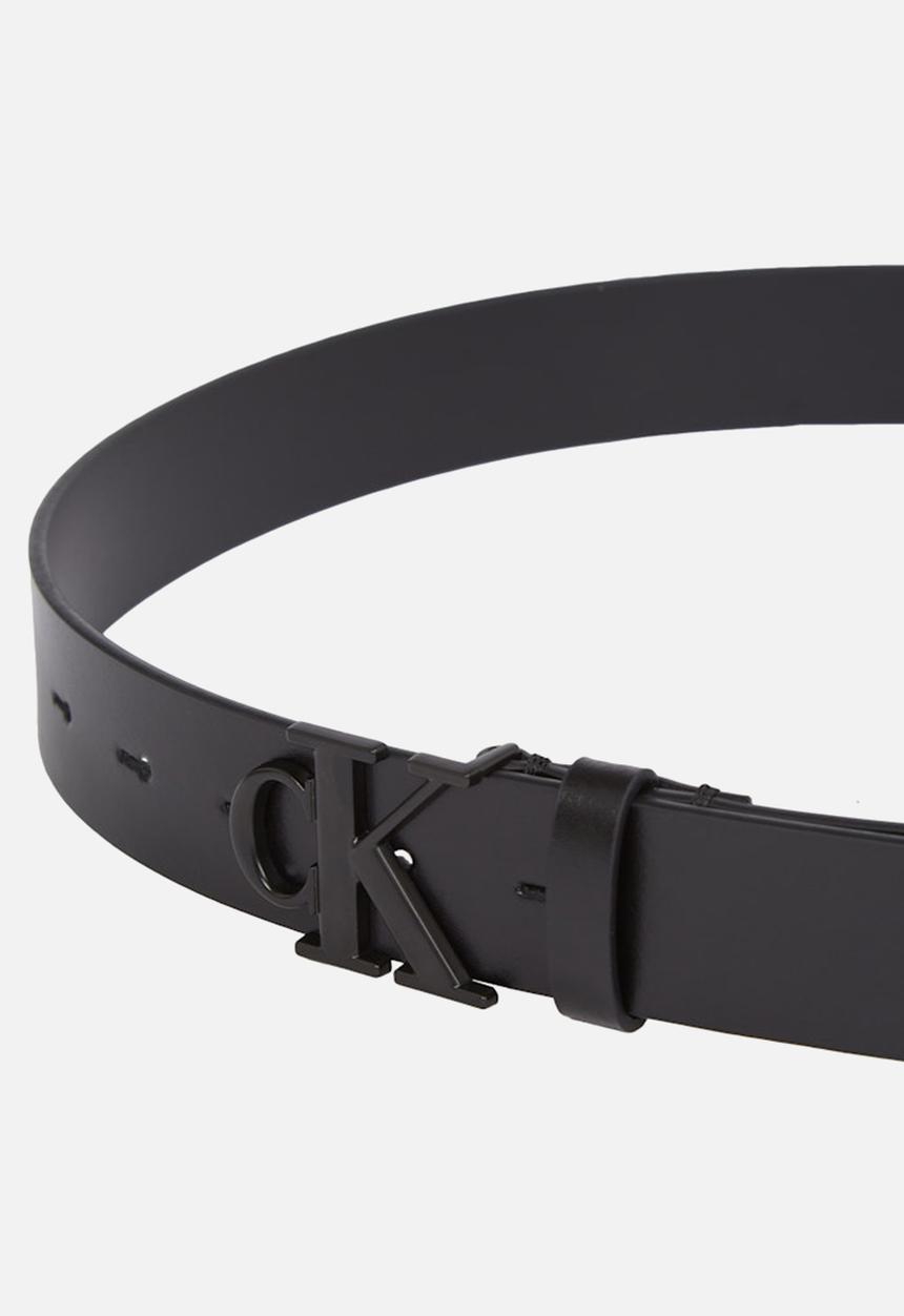 Calvin Klein - Monogram tonal plaque belt 30mm - black