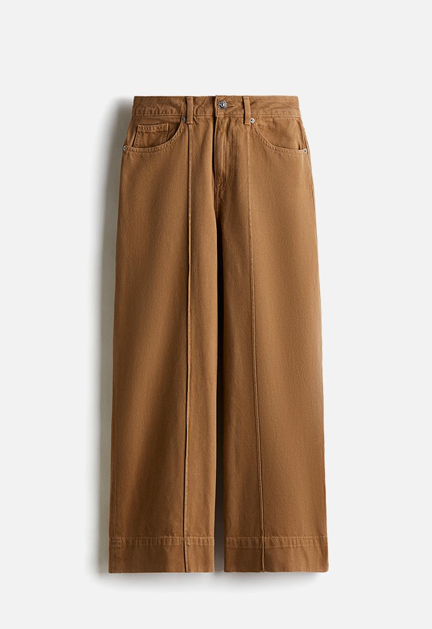 H&M - Baggy wide low jeans - dark beige