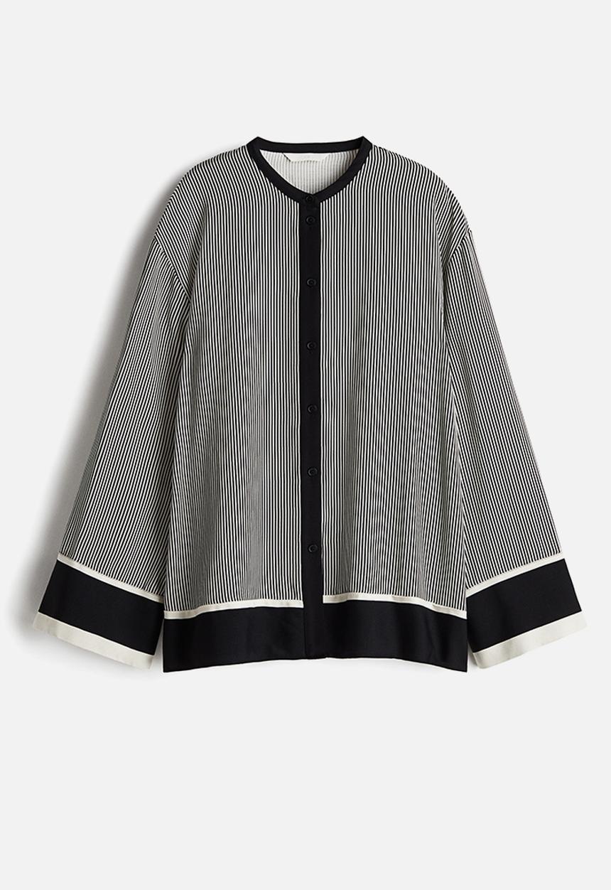 H&M - Loose-fit shirt - black/striped 