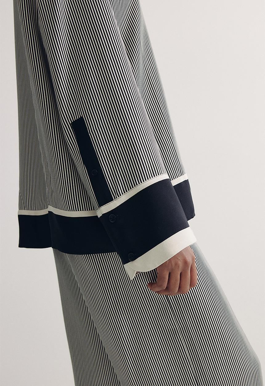 H&M - Loose-fit shirt - black/striped 