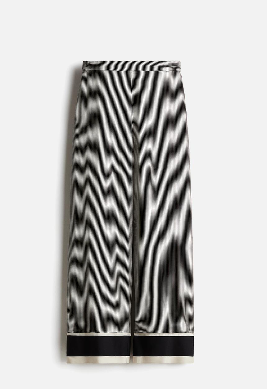 H&M - Straight trousers - black striped 