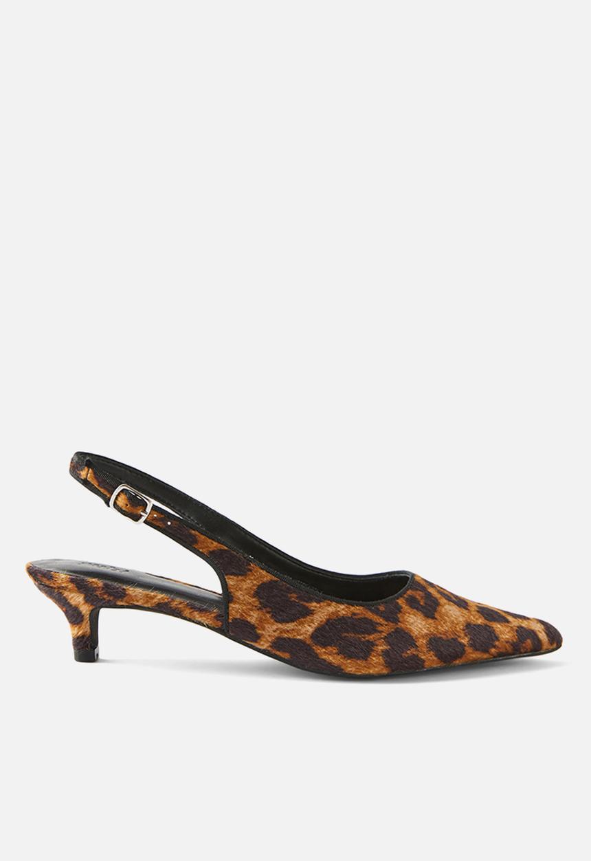Cotton On - Greta pointed kitten heel - leopard faux pony hair
