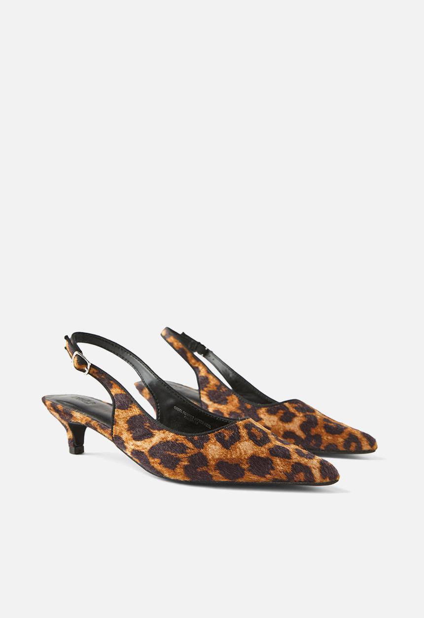 Cotton On - Greta pointed kitten heel - leopard faux pony hair