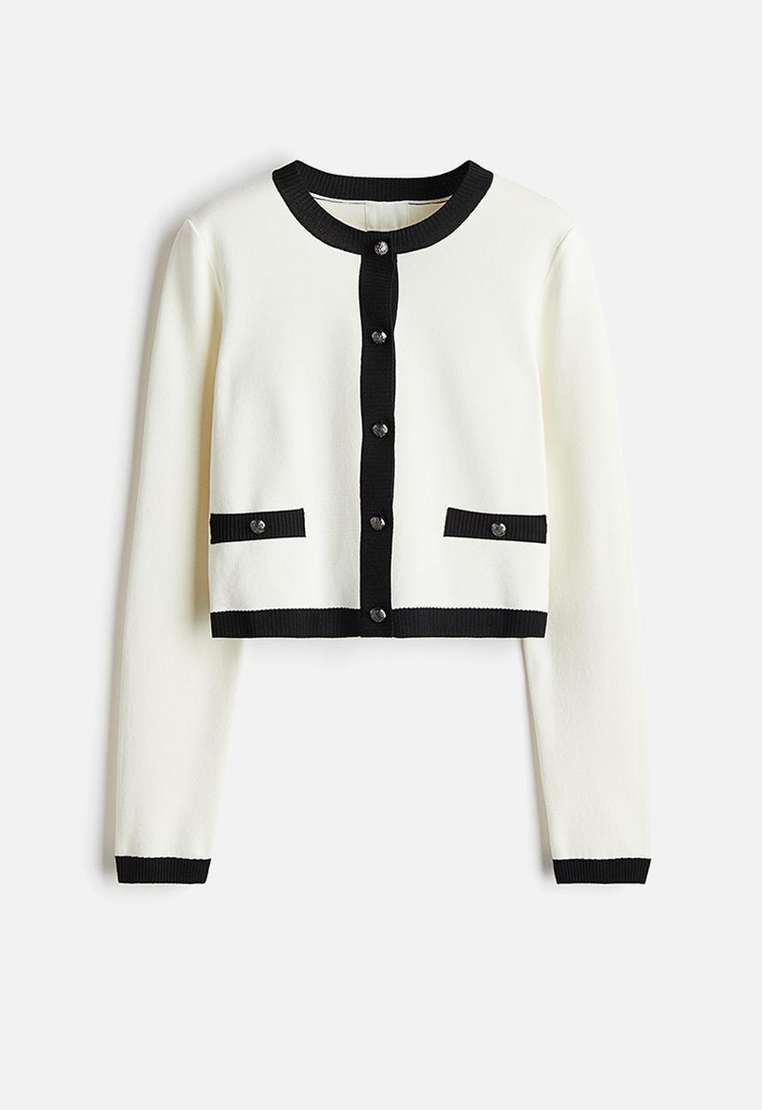 H&M - Fine-knit cardigan - cream & black
