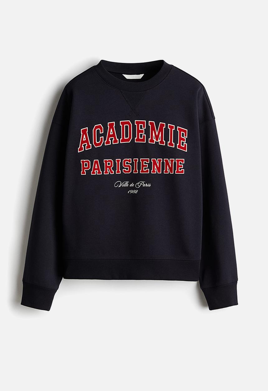 H&M - Text-motif sweatshirt - navy blue parisienne