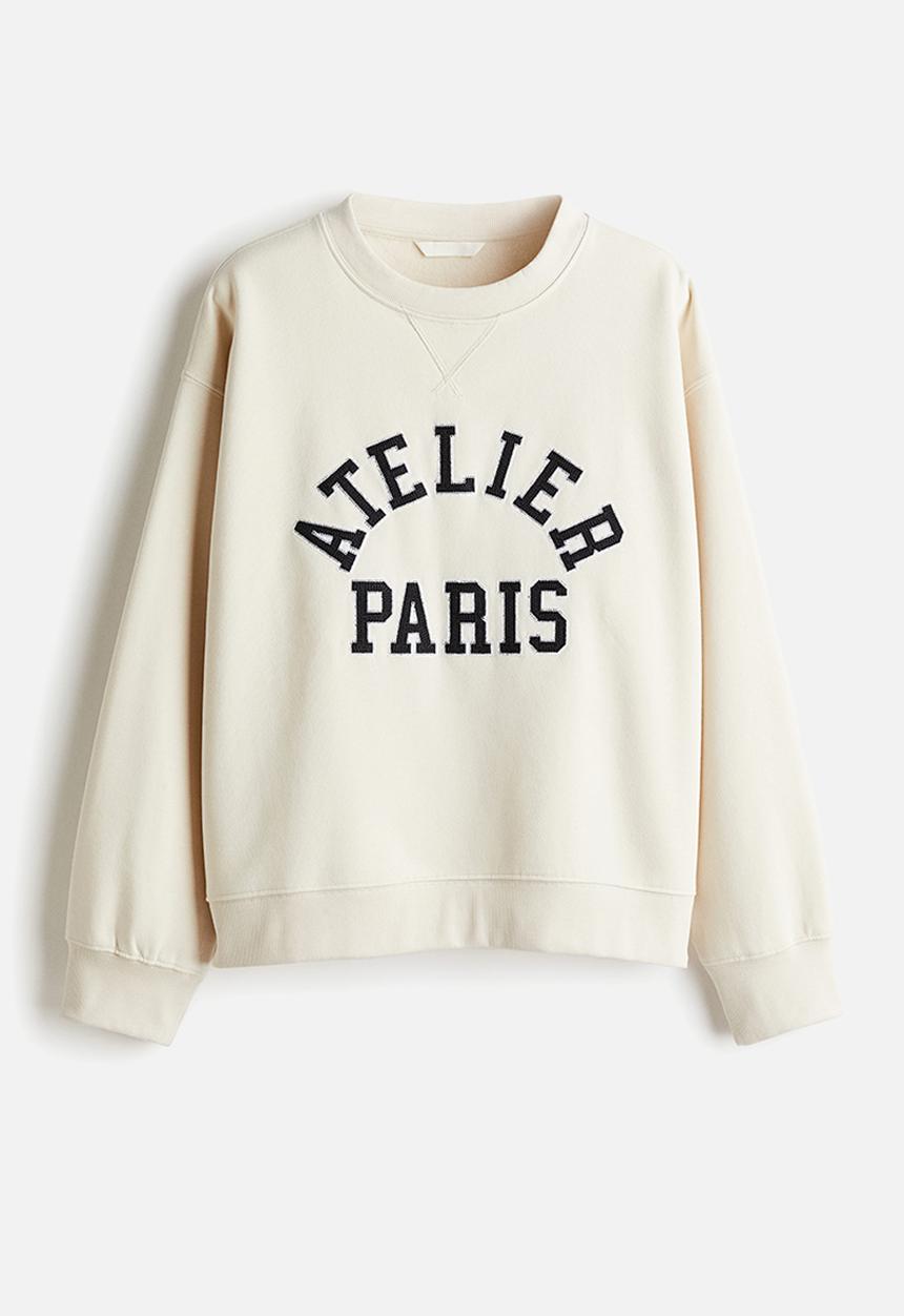 H&M - Text-motif sweatshirt - cream atelier