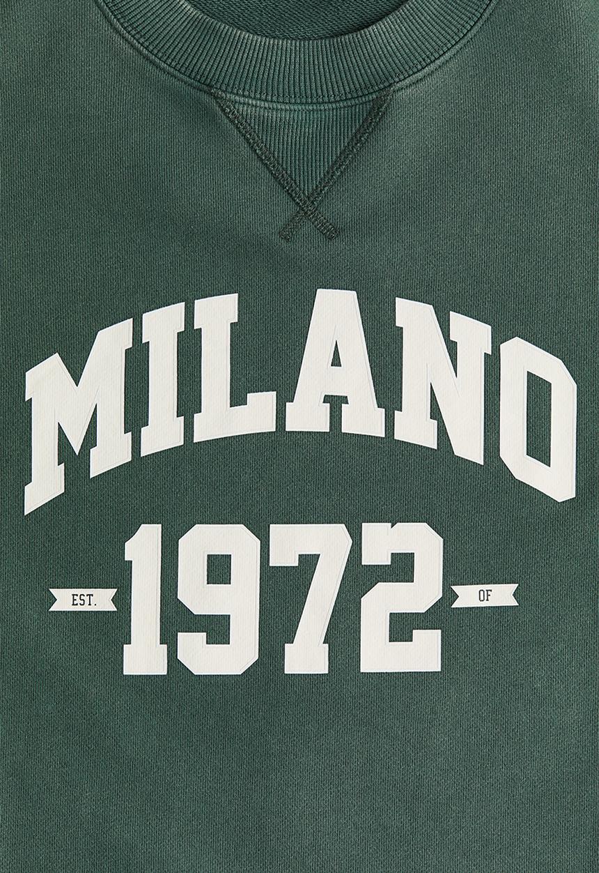 H&M - Text-motif sweatshirt - dark green/milano 