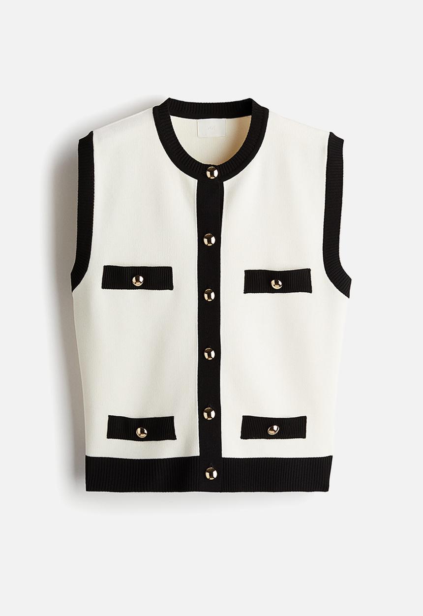 H&M - Button-front sweater vest - white