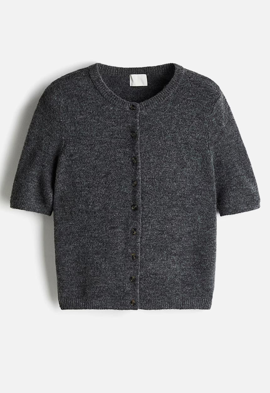 H&M - Knitted cardigan - dark grey marl