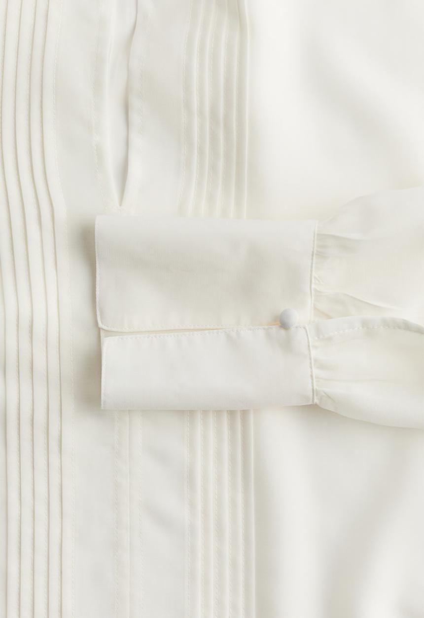 H&M - Sheer pintuck blouse - white