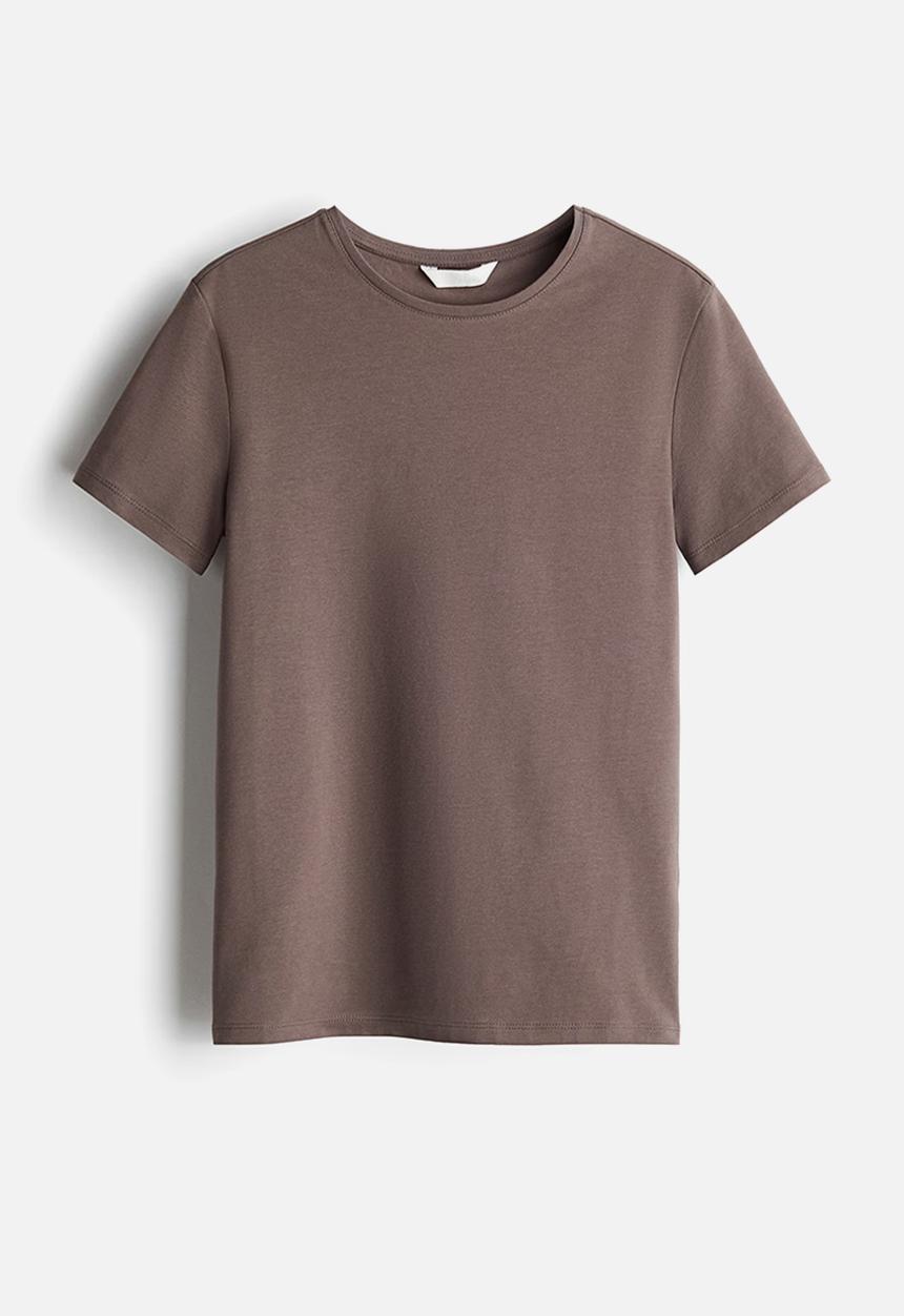 H&M - Fitted T-shirt - dark greige 