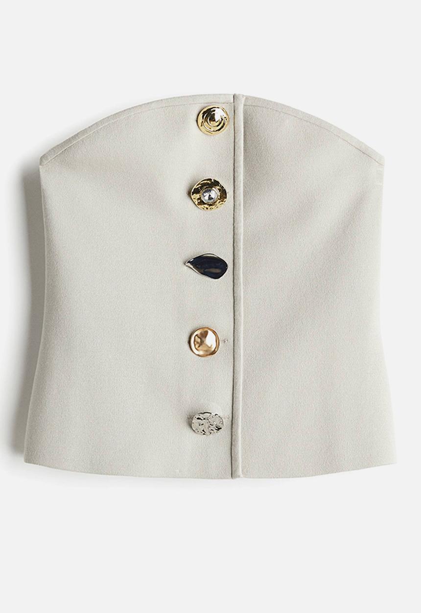 H&M - Button-detail bandeau top - light greige