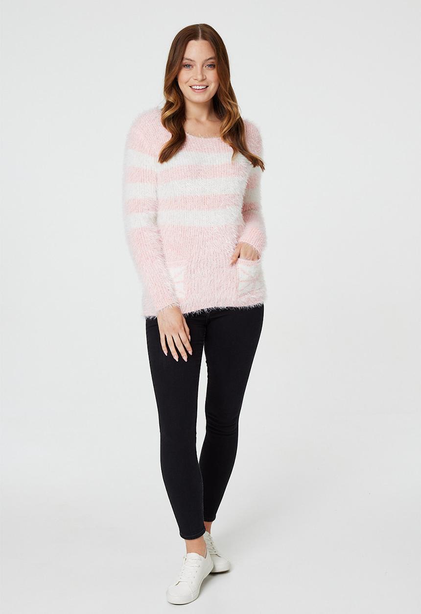 Stella Morgan - Colourblock Fluffly Knit Jersey - Blush
