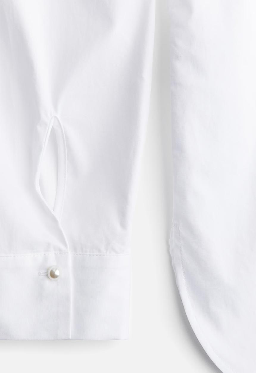 H&M - Bead-embellished poplin blouse - white