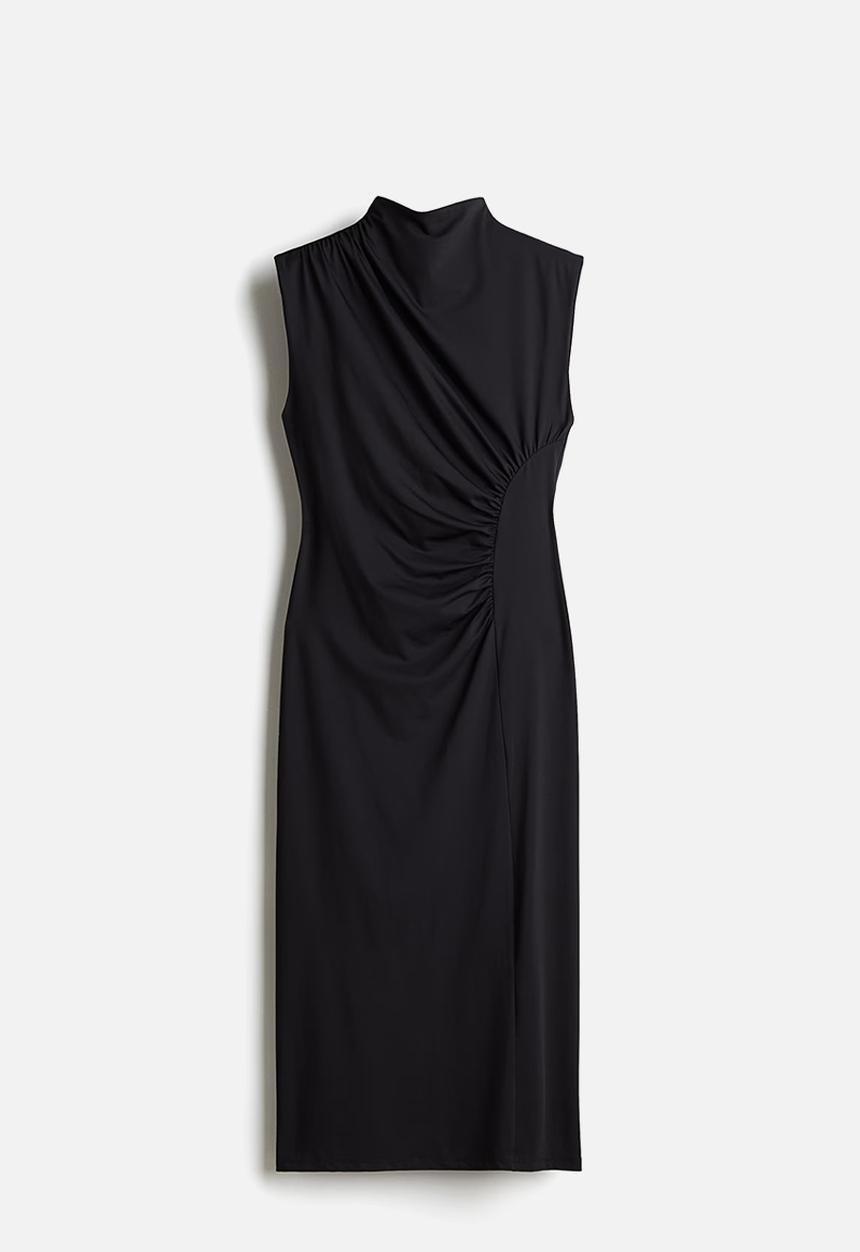 H&M - Draped turtleneck dress - black