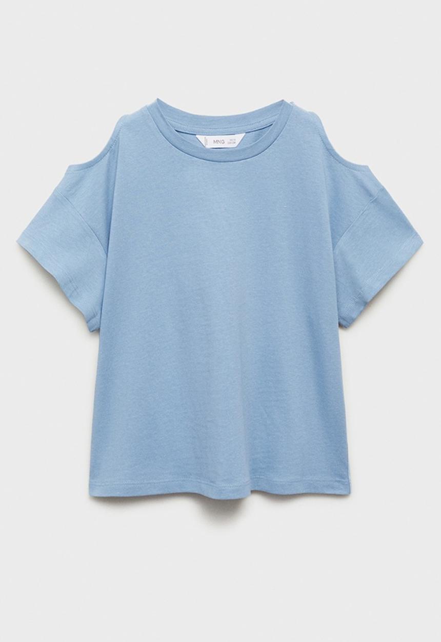 MANGO - T-shirt cut out l - light pastel blue