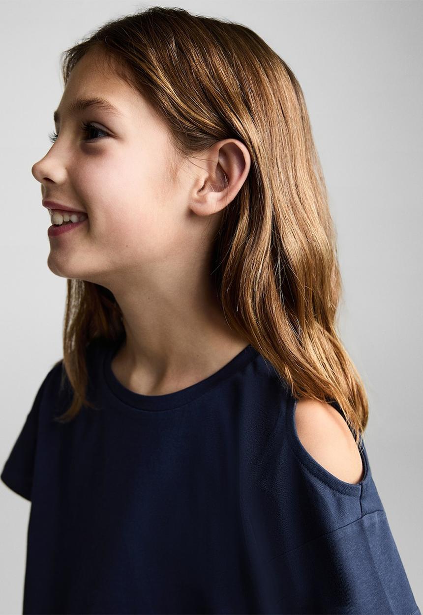 MANGO - T-shirt cut out l - navy