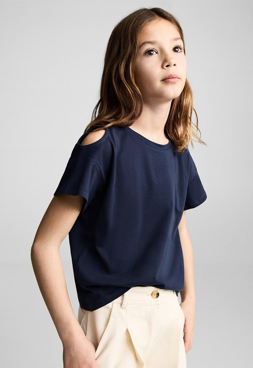 MANGO - T-shirt cut out l - navy