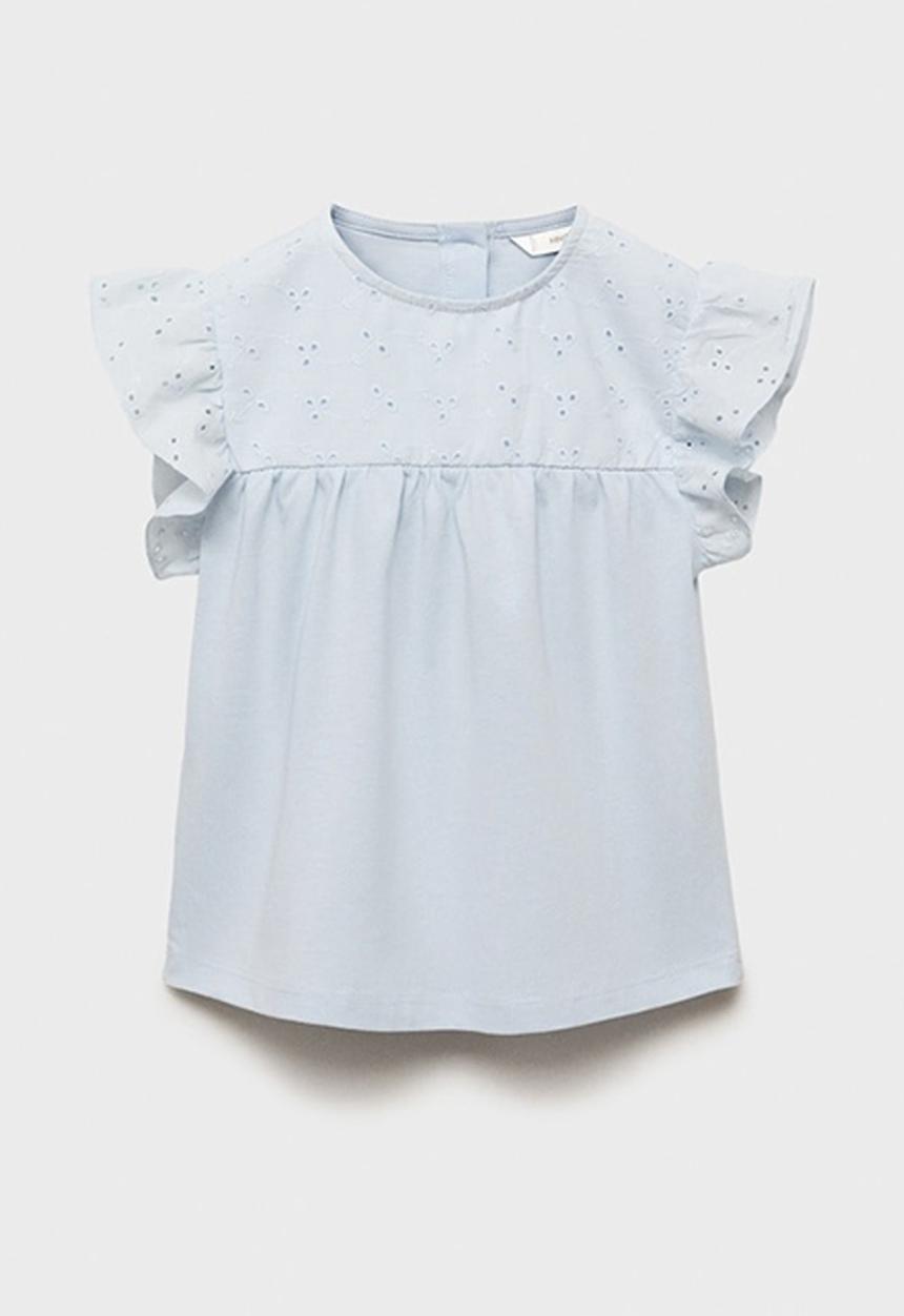 MANGO - T-shirt anita - light pastel blue