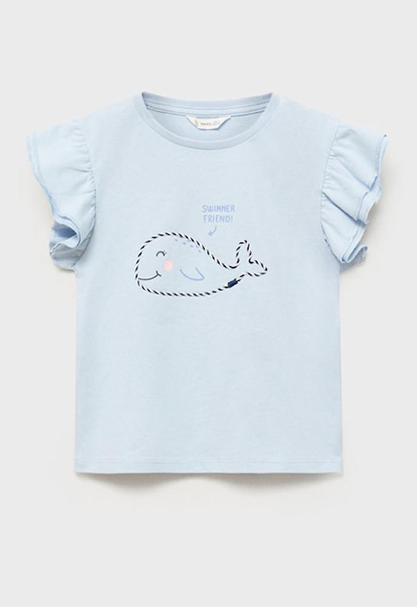 MANGO - T-shirt wave - light pastel blue