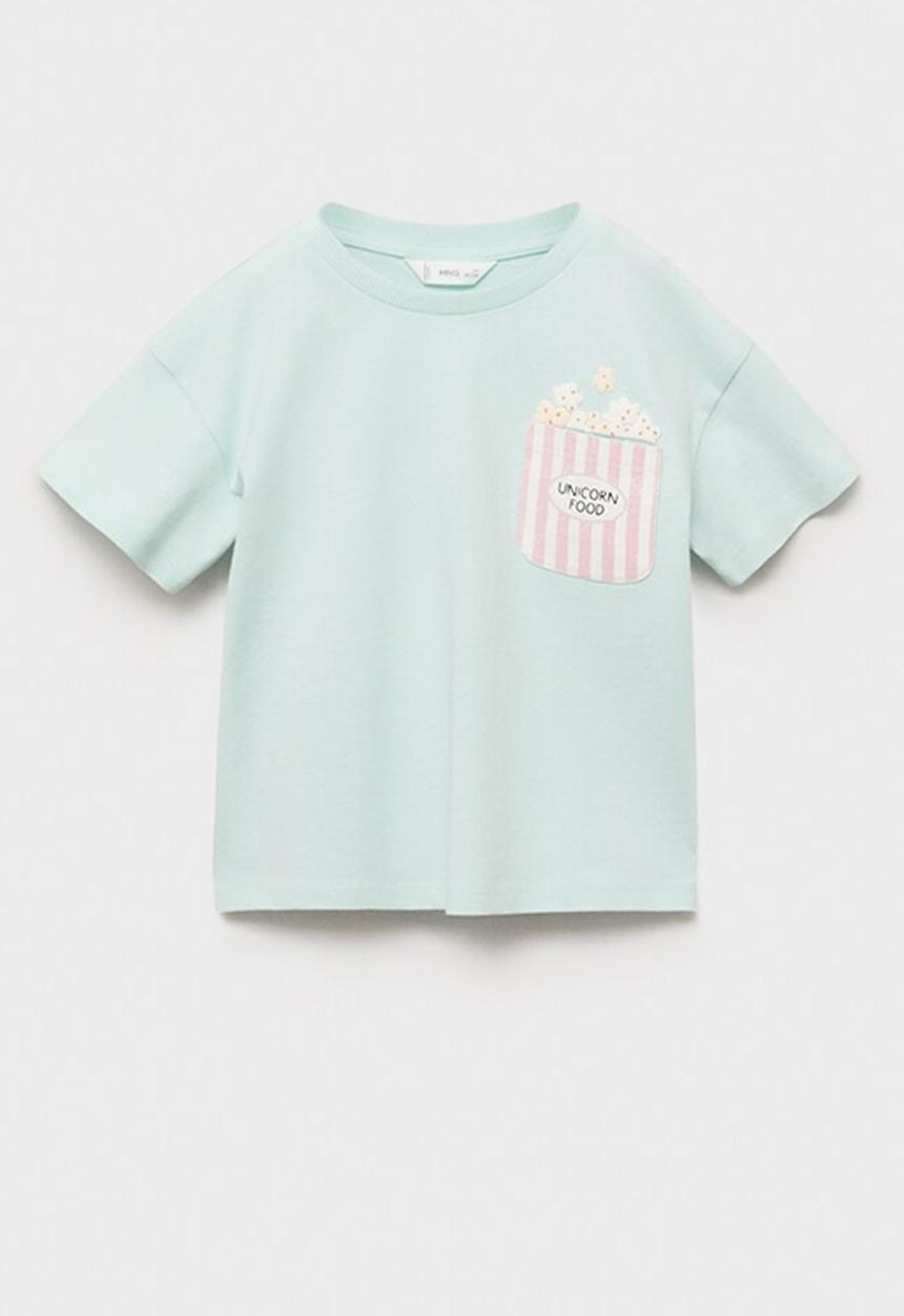 MANGO - T-shirt popcorn - light pastel blue