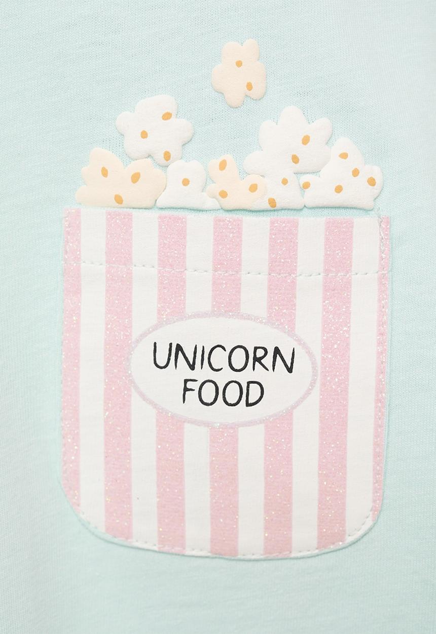 MANGO - T-shirt popcorn - light pastel blue