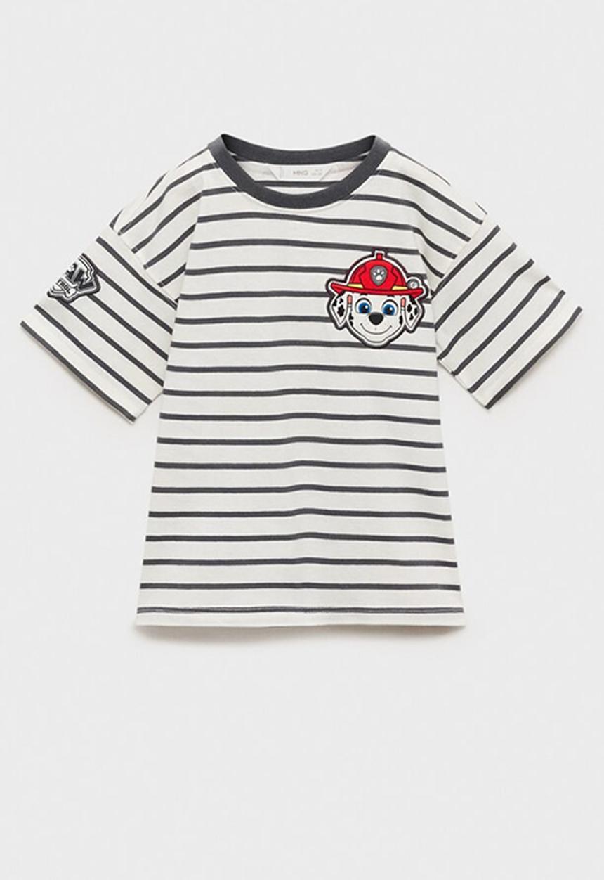 MANGO - T-shirt pawmar - charcoal & white