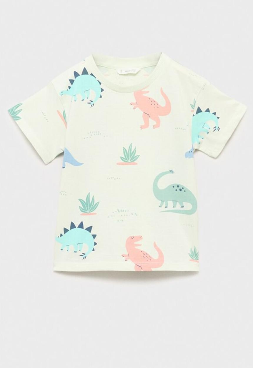 MANGO - T-shirt dinosaop - light pastel green