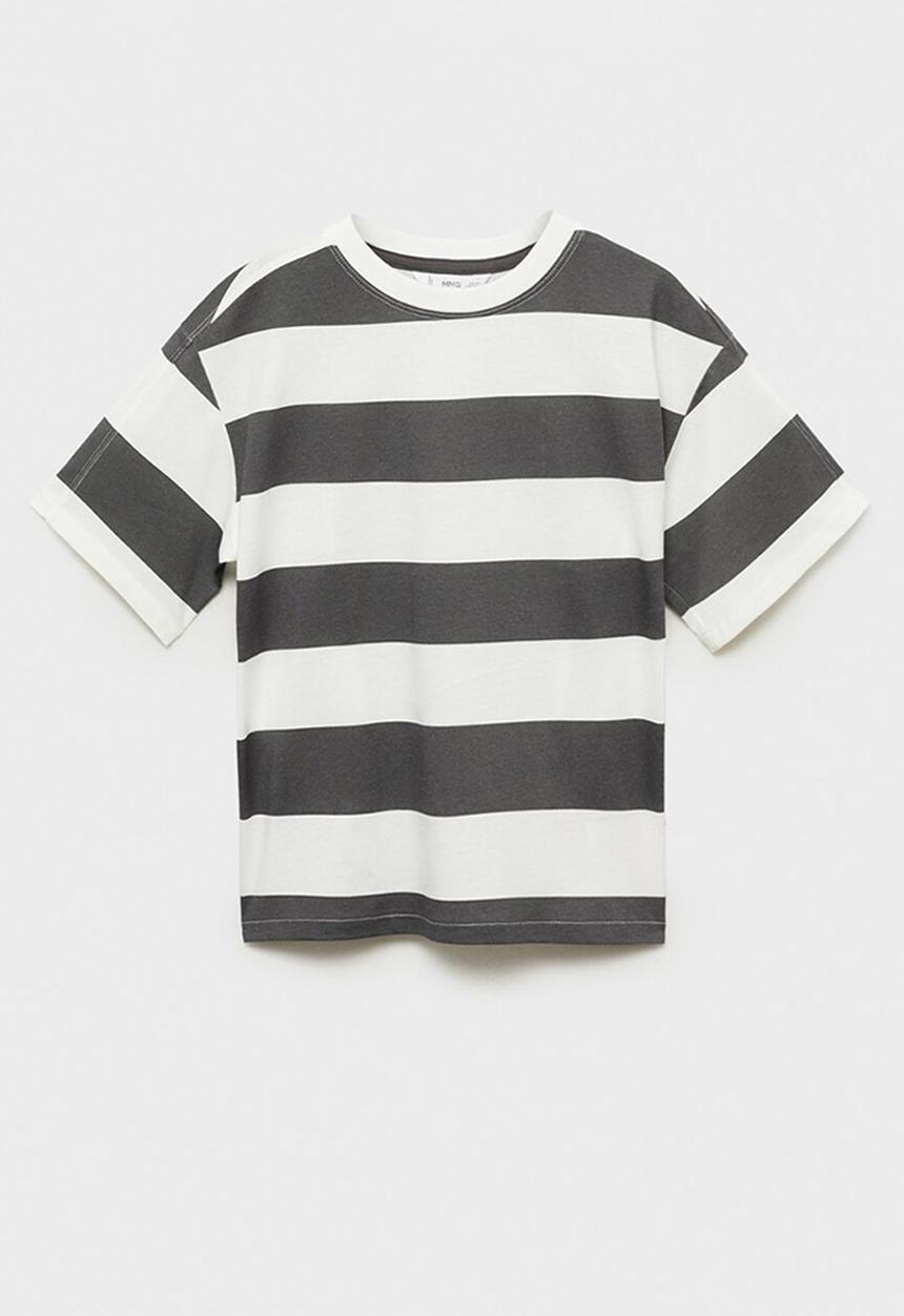 MANGO - T-shirt soder - charcoal & white
