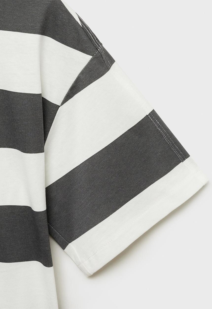 MANGO - T-shirt soder - charcoal & white