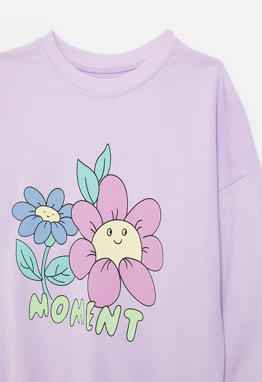 Pop Candy - Floral print sweat top-lilac