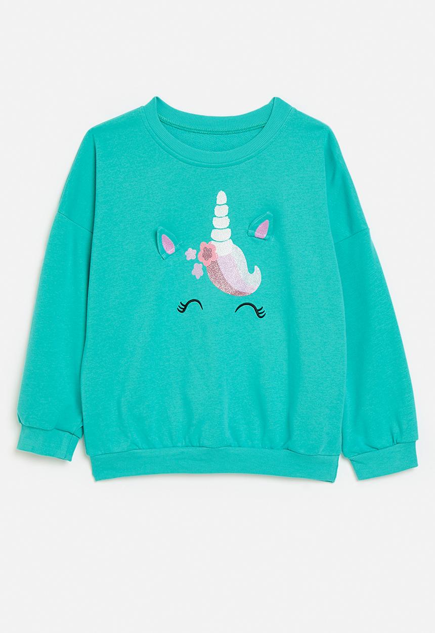 Pop Candy - Unicorn applique sweat top - turquoise
