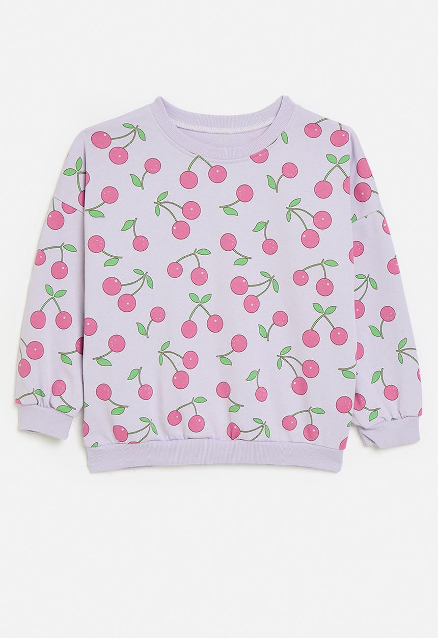 Pop Candy - Cherry print sweat top-lilac